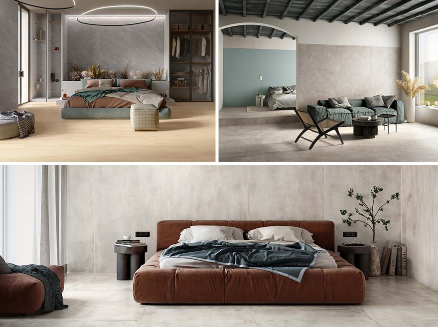 Ideen für das Schlafzimmer in neutralen Farbgebungen | Casalgrande Padana
