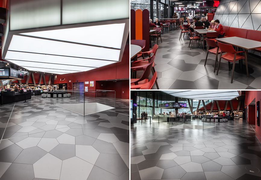 Experimenta Science Centre: Geometrischer Fußbodenbelag aus Feinsteinzeug