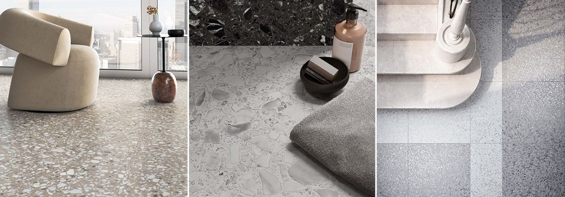 Vintage-Stil: So richten Sie sich mit Steinzeugfliesen in Terrazzo-Optik ein
